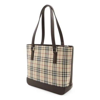 Burberry Nova Check Pattern Tote Bag Shoulder Canvas Leather Beige Black Bordeaux