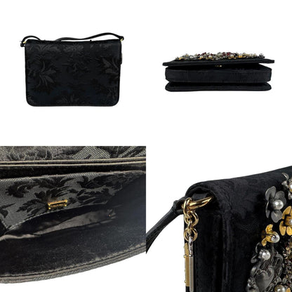 Dolce & Gabbana Shoulder Bag Satin Metal Black Gold Silver Red