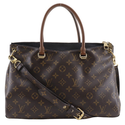 Louis Vuitton Pallas Handbag Shoulder Bag M41064 Monogram Canvas Noir Made In Usa 2015 Brown Sd0155