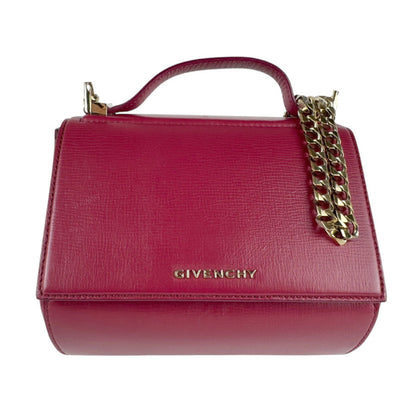 Givenchy Box Mini Handbag Shoulder Bag Leather Metal Bordeaux Gold