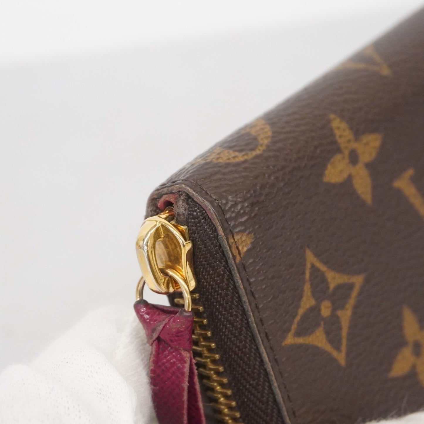 Louis Vuitton Monogram Portefeuille Clemence Long Wallet M60742 Brown Fuchsia