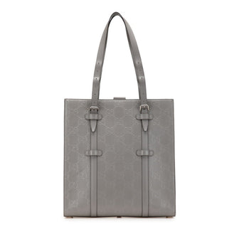 Gucci Gg Embossed Tote Bag 700421 Gray Leather