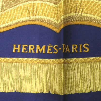 Herms Carr 90 Poste Et Cavalerie Saber Ornament Bag Silk Blue Scarf Muffler 0108 Hermes
