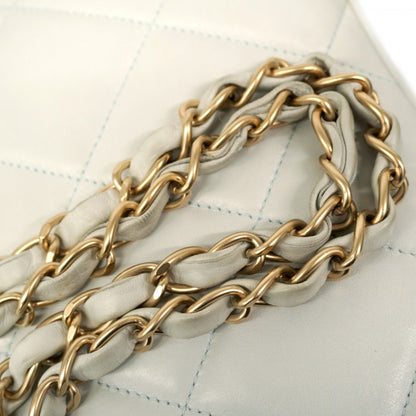 Chanel Shoulder Bag Matelasse W Chain Lambskin Blue Champagne