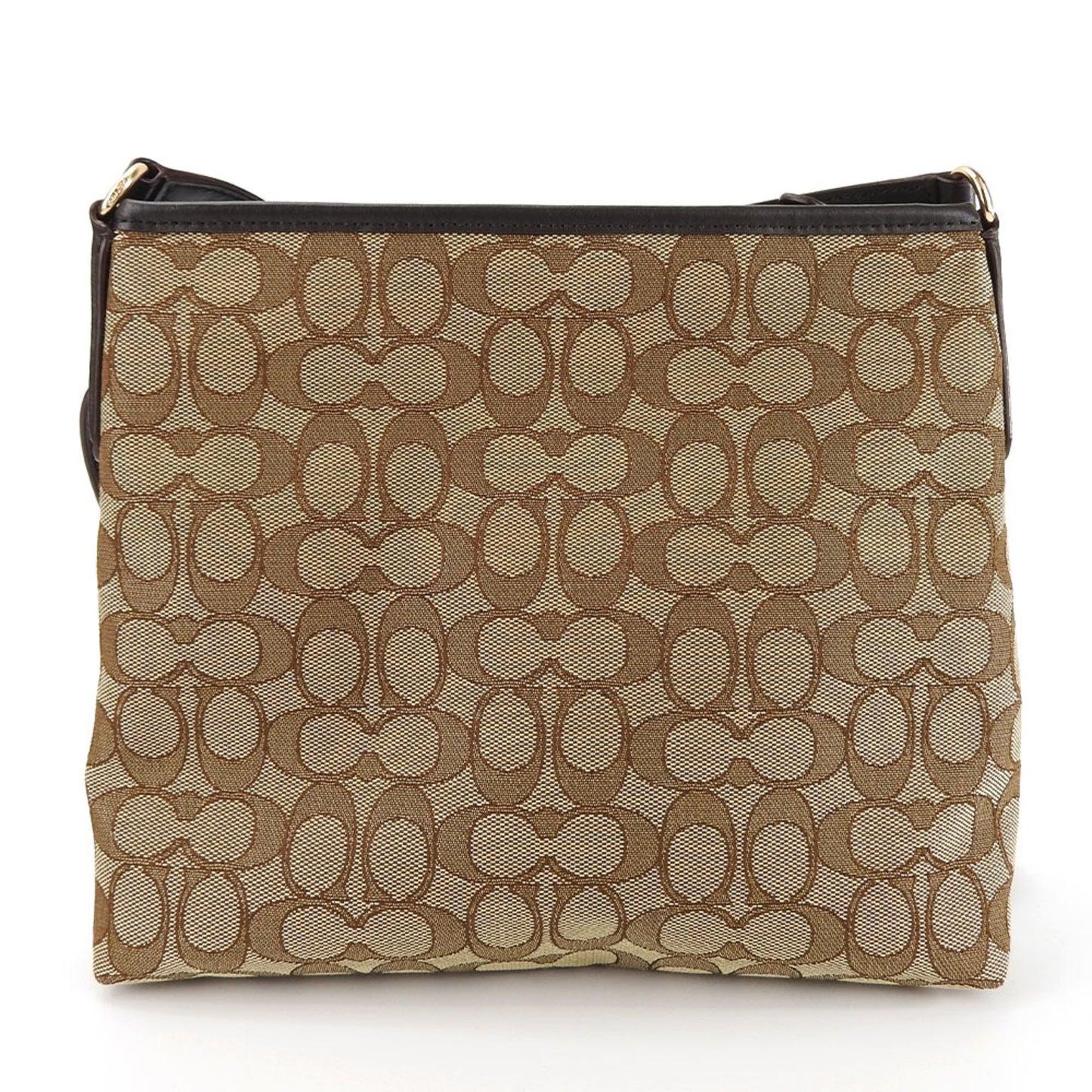 Coach Shoulder Bag F29960 Signature Canvas Leather Beige Dark Brown