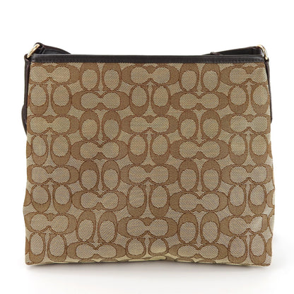 Coach Shoulder Bag F29960 Signature Canvas Leather Beige Dark Brown