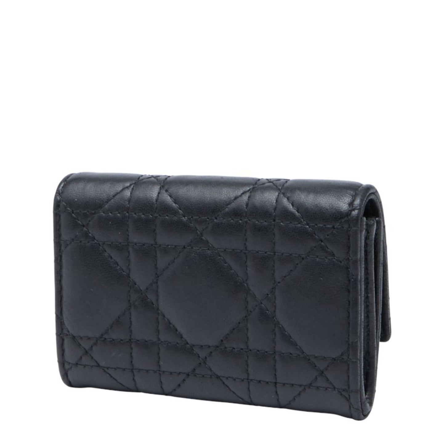Christian Dior Dior Cannage Jolie Glycine Bifold Wallet S3102Unjb Black Lambskin