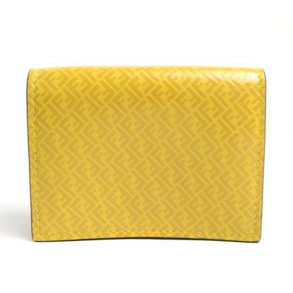 Fendi Trifold Wallet Ff Logo Leather Yellow
