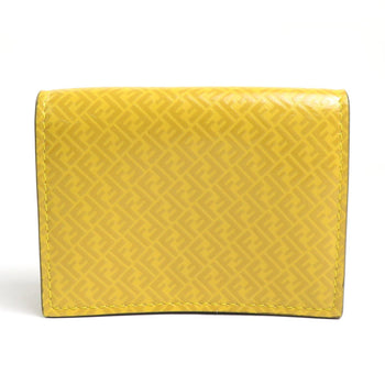 Fendi Trifold Wallet Ff Logo Leather Yellow