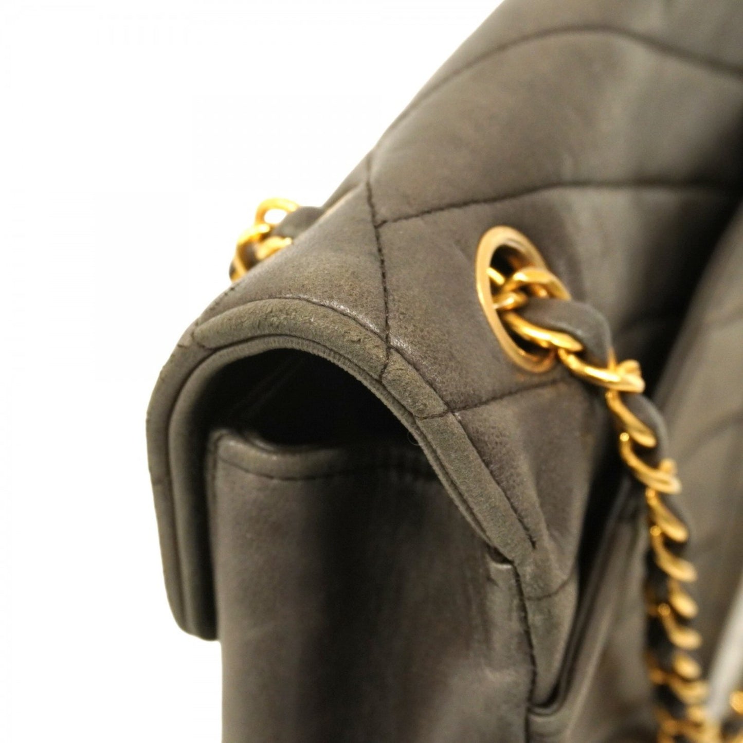 Chanel Shoulder Bag W Chain Chevron Lambskin Black