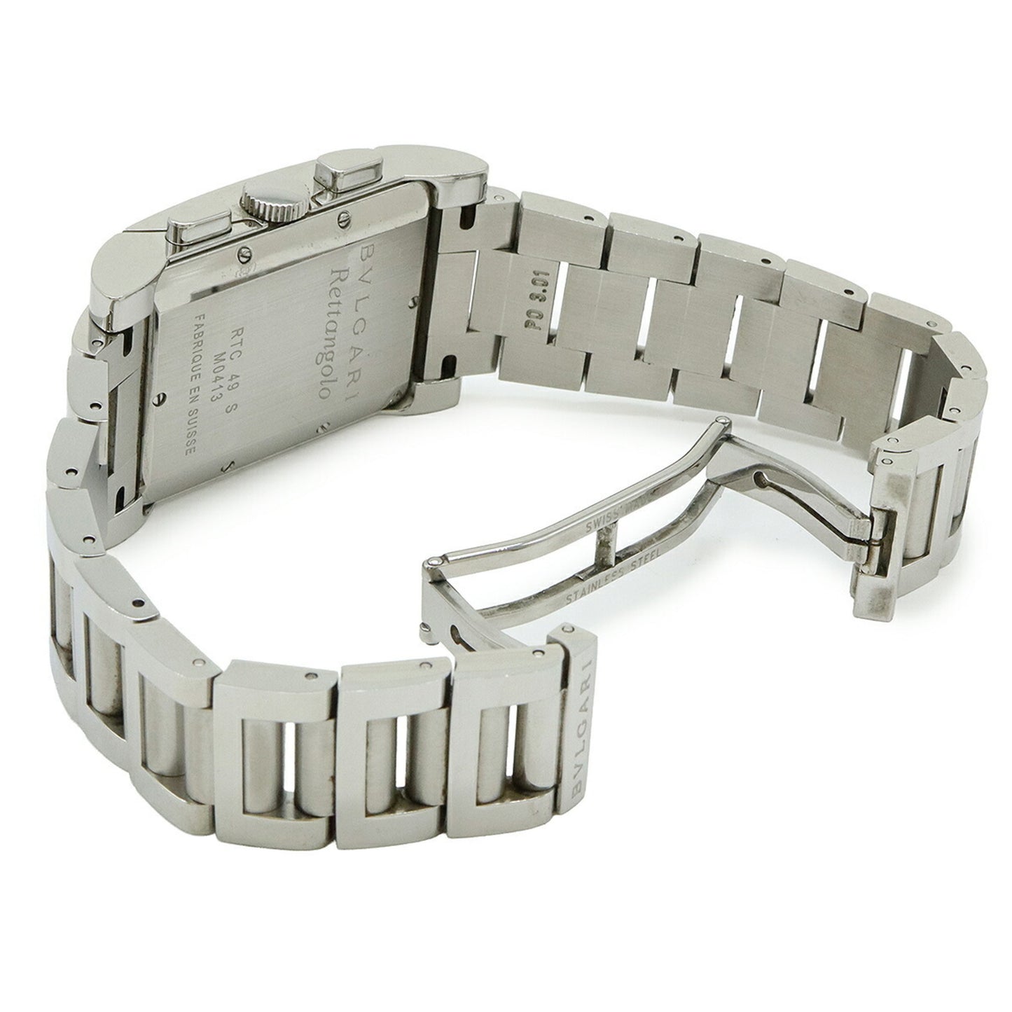 Bvlgari Rettangolo Black Dial Stainless Steel Quartz