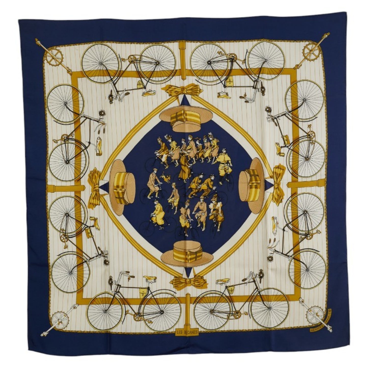Hermes Herms Carr 90 Les Becanes Bicycle Scarf