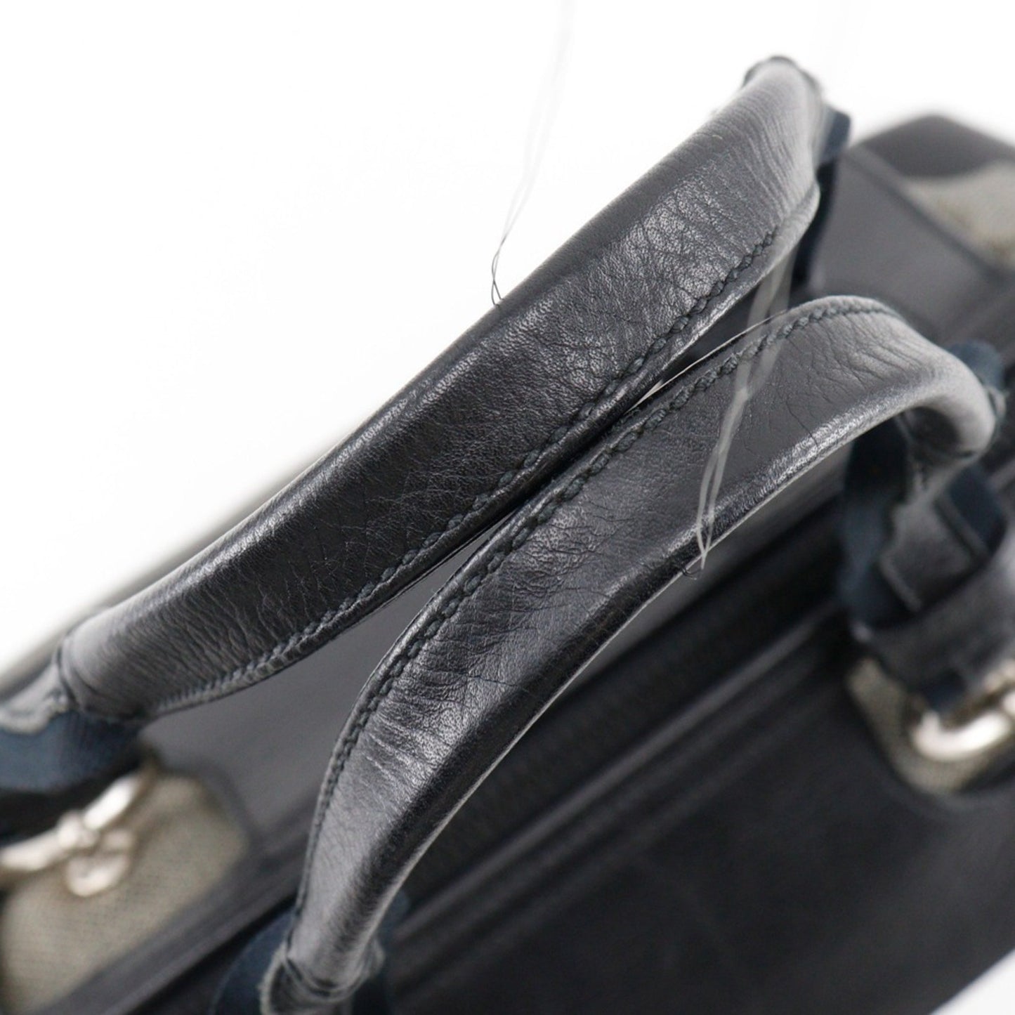 Bottega Veneta Tote Bag Canvas X Leather Gray/Black A5 Double