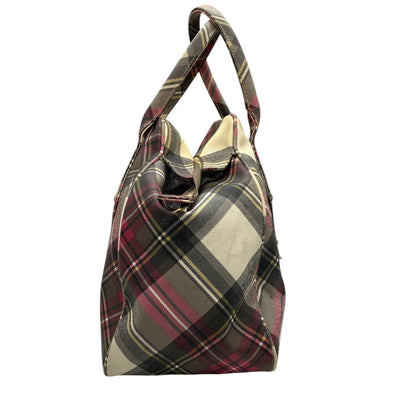 Vivienne Westwood Tartan Check Boston Bag Handbag Multicolored Red C8