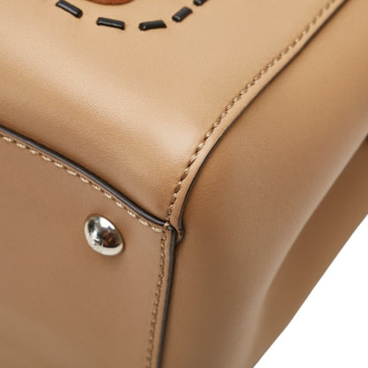 Fendi.Com Flower Stud Handbag/Shoulder Bag 2Way 8Bn298 Beige Multicolor Leather