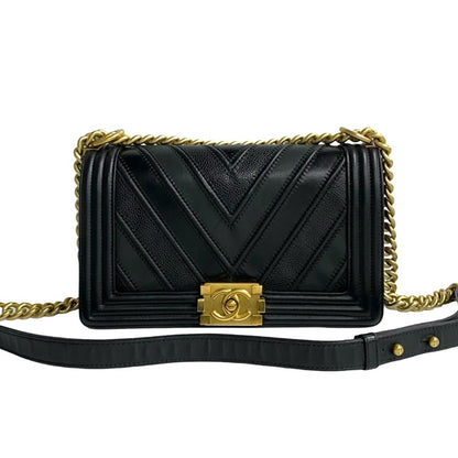 Chanel Boy Chanel Leather Mini Shoulder Bag/Handbag In Black