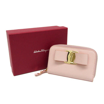 Salvatore Ferragamo Vara Iy-22D288 Leather Card Case Light Pink
