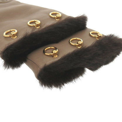 Like New Hermes Cashmere Lambskin Size 7.5 Brown Gloves 1415Hermes