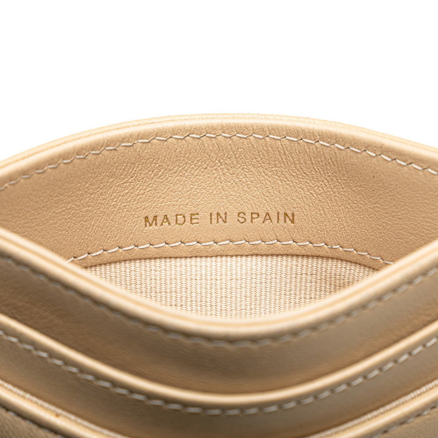 Chanel Coco Mark Matelasse Business Card Case/Card Case/Pass Case Beige Lambskin