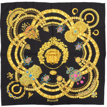 Herms Carr 90 Kosmima Space Silk Black Scarf Muffler 1437 Hermes