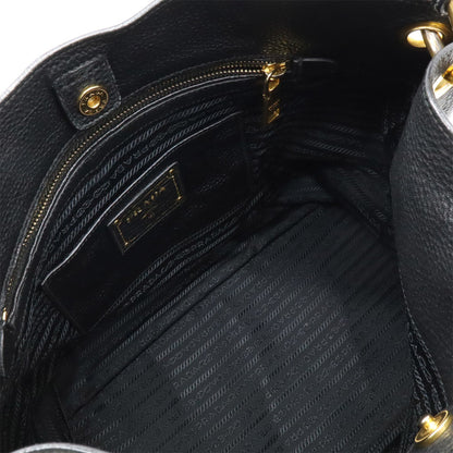 Prada Vit.Daino Shoulder Bag In Black Leather