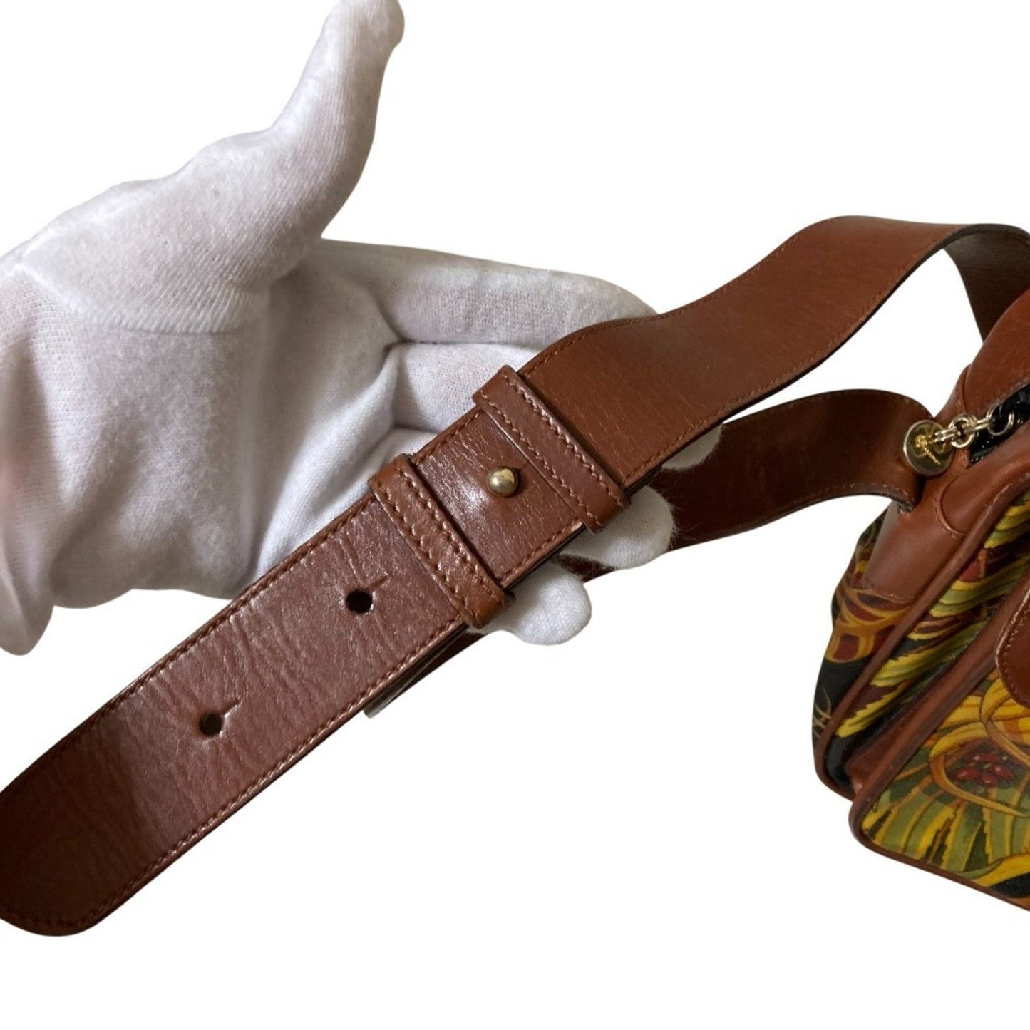 Salvatore Ferragamo Botanical Leather Combination Shoulder Bag