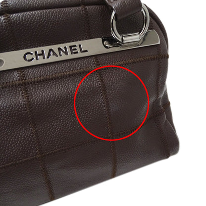 Chanel Chocobar Women'S Handbag/Shoulder Bag In Brown Caviar Leather With Silver Hardware