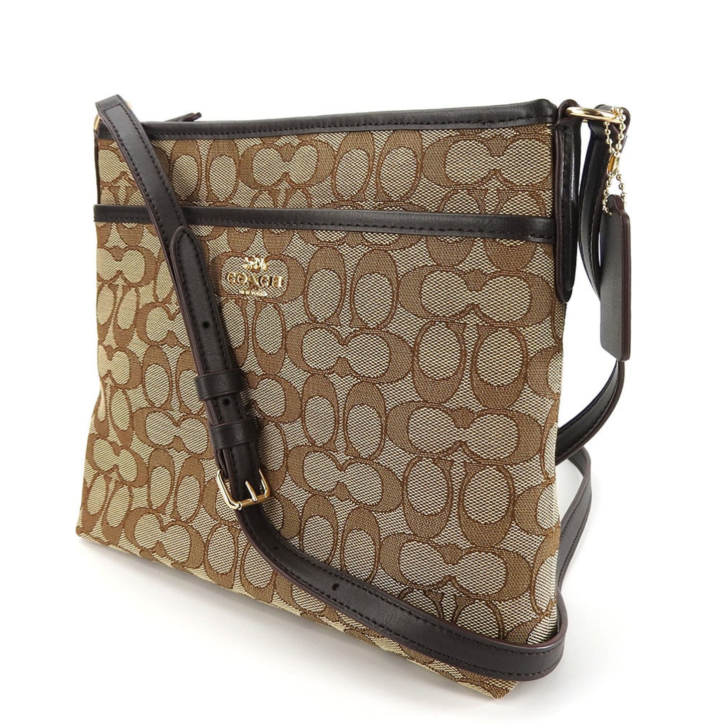 Coach Shoulder Bag F29960 Signature Canvas Leather Beige Dark Brown