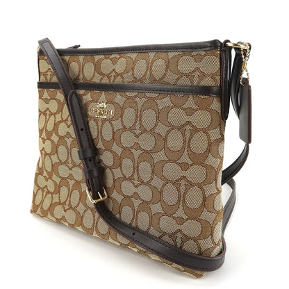 Coach Shoulder Bag F29960 Signature Canvas Leather Beige Dark Brown