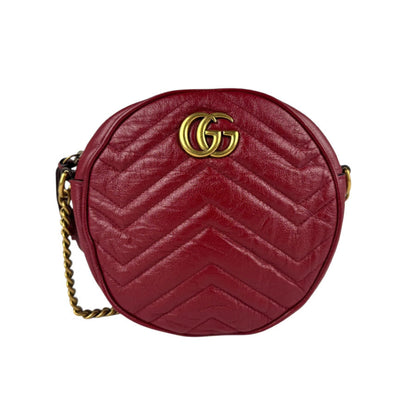 Gucci Shoulder Bag Gg Marmont Leather Red