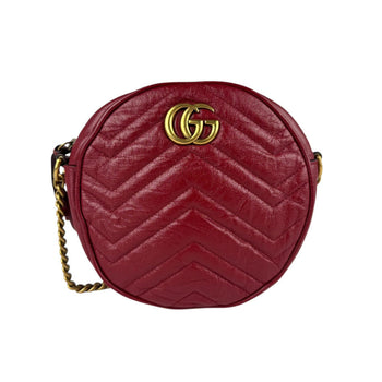 Gucci Shoulder Bag Gg Marmont Leather Red