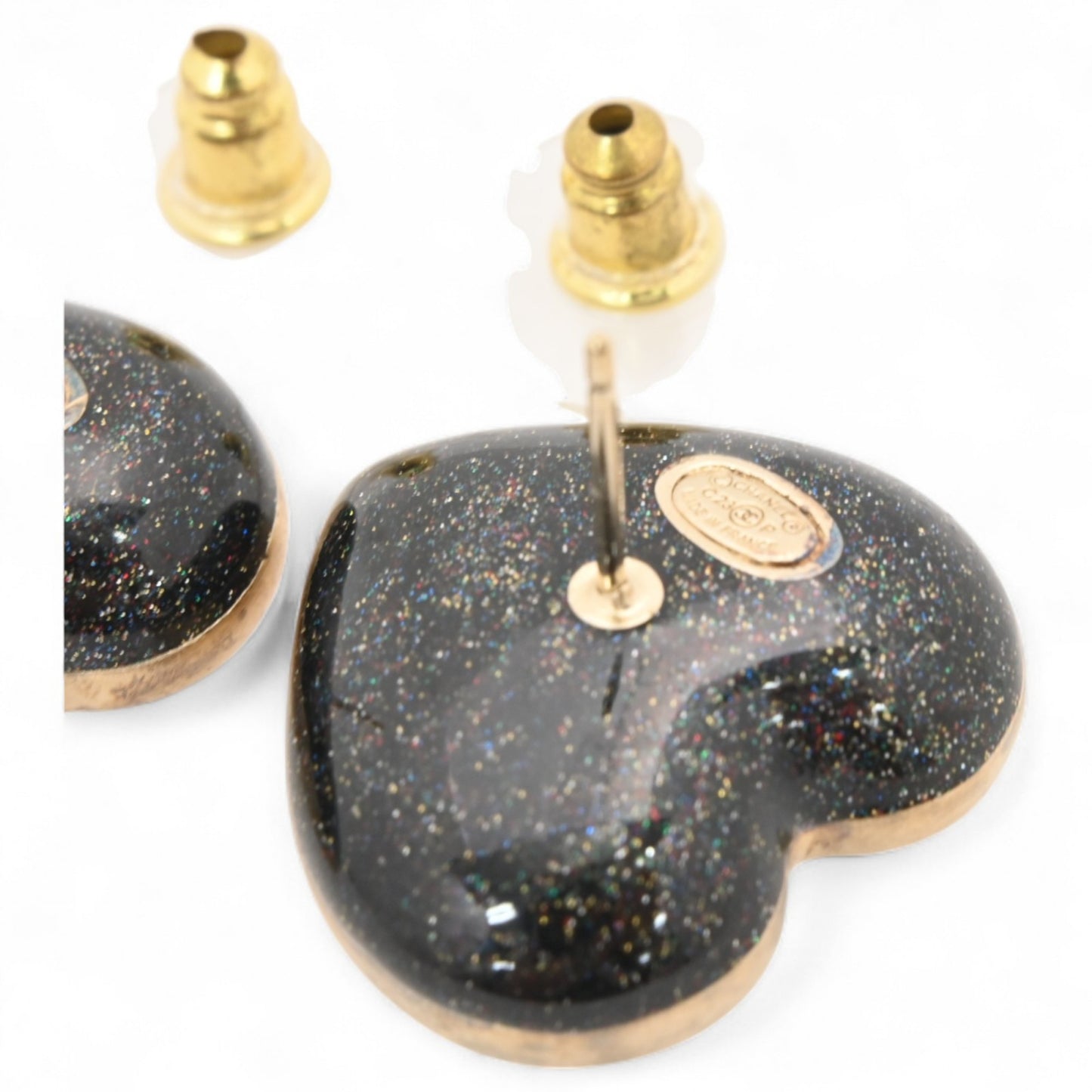 Chanel Coco Mark Earrings In Black Gold