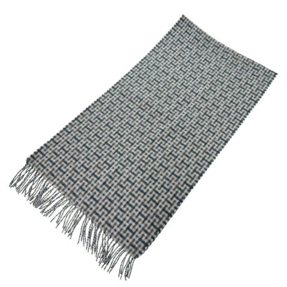 Hermes H Ecosse H394083T 06 Cashmere Green Grey Scarf 0846Hermes