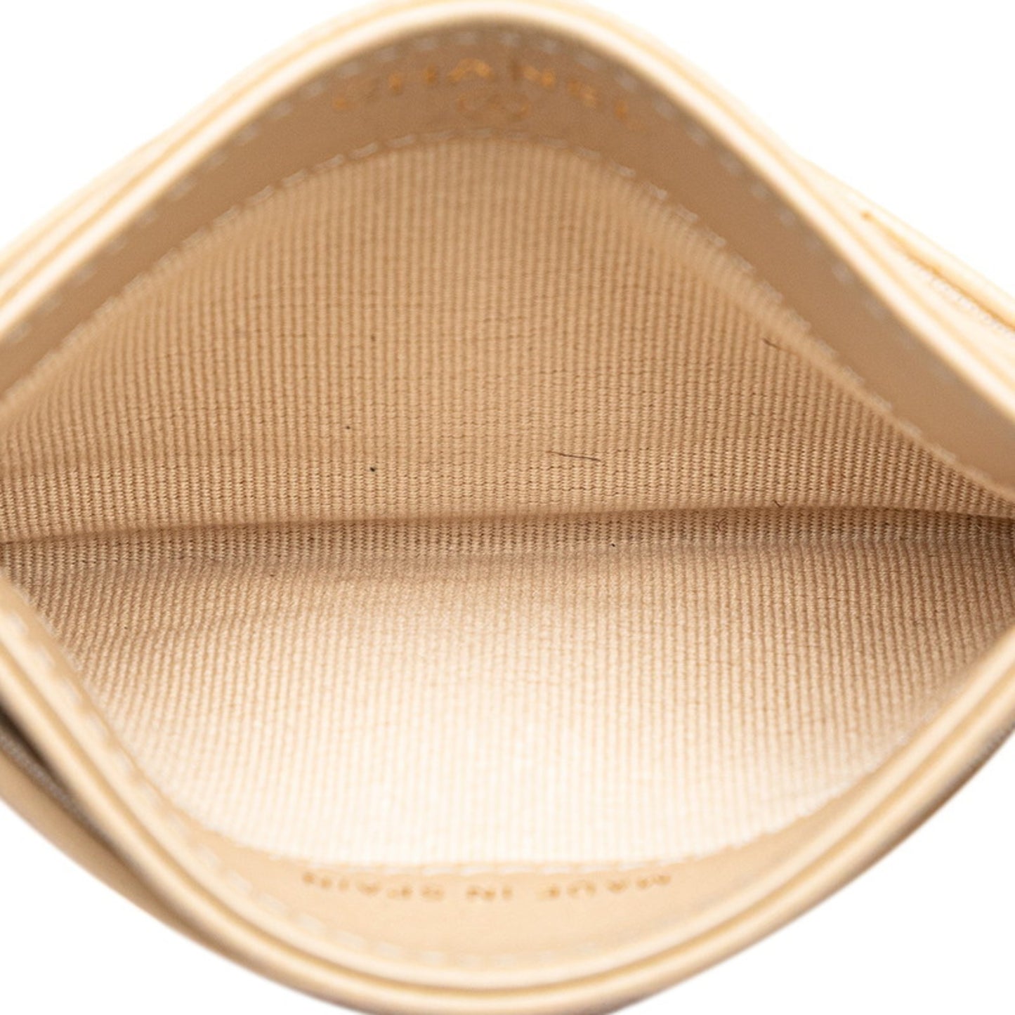 Chanel Coco Mark Matelasse Business Card Case/Card Case/Pass Case Beige Lambskin