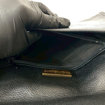 Yves Saint Laurent Ysl Logo Hardware Leather Shoulder Bag Pochette Black 37210