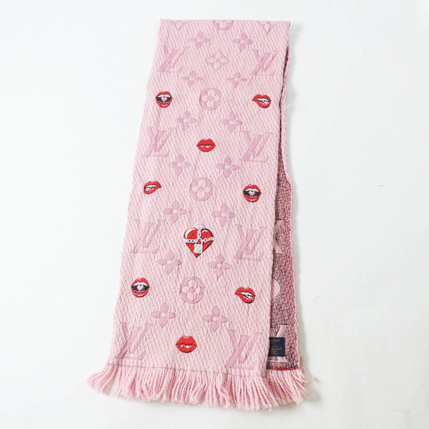 Louis Vuitton M76178 Echarpe Logomania Ala Folie Wool And Silk Rose Ballerine Lucky Monogram Scarf