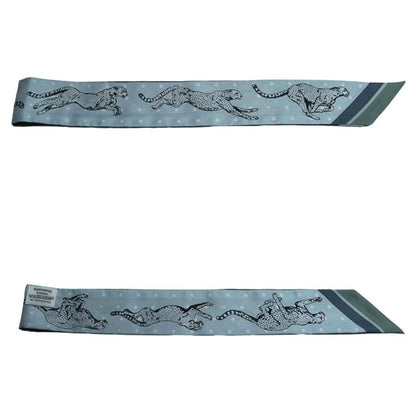 Hermes Guepards Bandana Cheetah Scarf Muffler Blue Marine Clair / Ciel Green H064179S 04