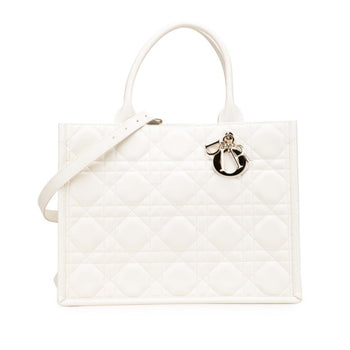 Christian Dior Dior Cannage Lady Shoulder Bag/Handbag 2-Way White Lambskin