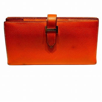 Hermes Bearn Soufflet Orange Long Wallet