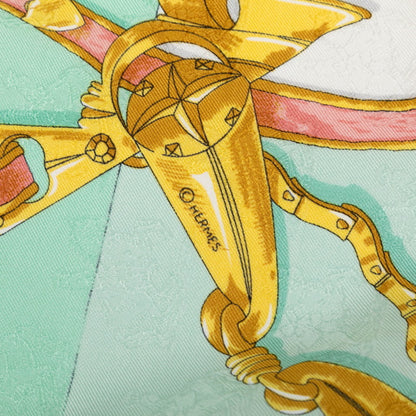 Hermes Herms Carr 90 "L'Instruction Du Roy" Scarf/Muffler In Green Multicolor Silk