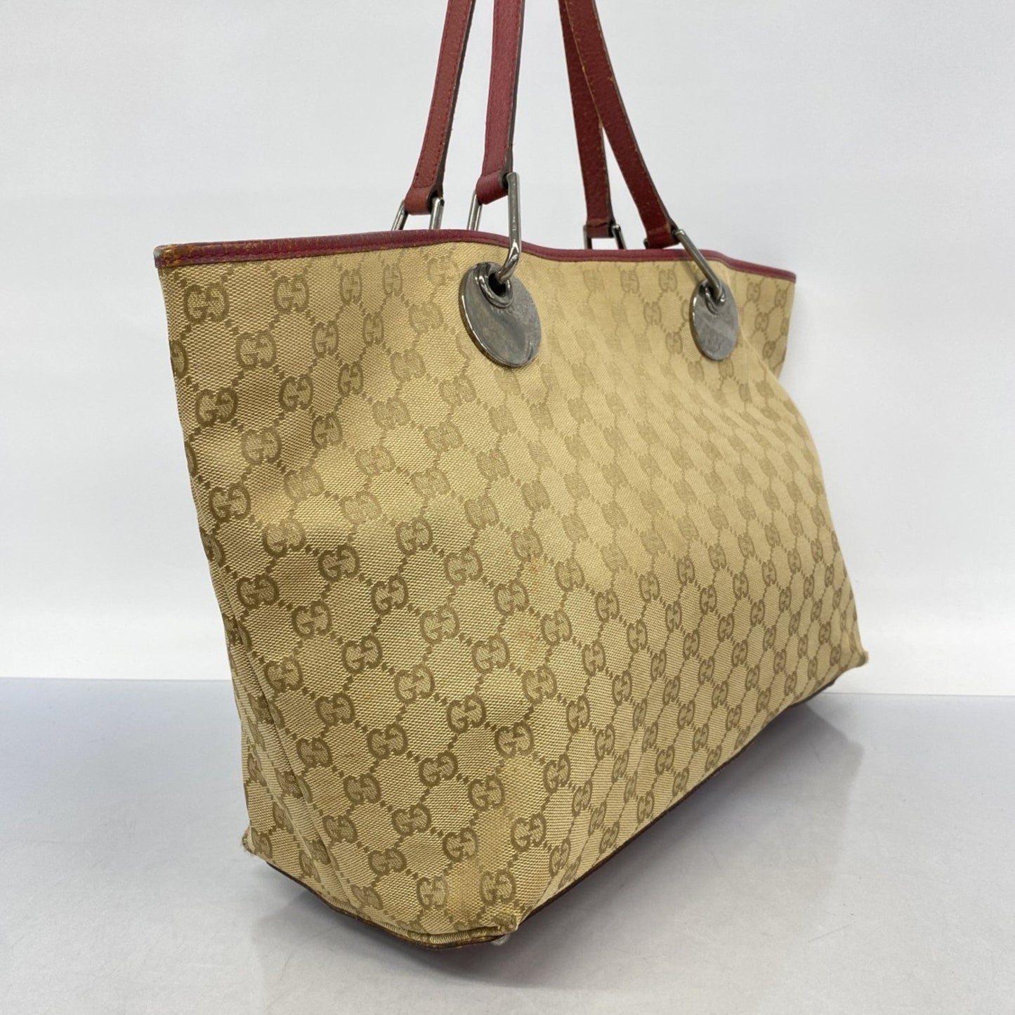 Gucci Tote Bag Gg Canvas 120838 Beige Bordeaux