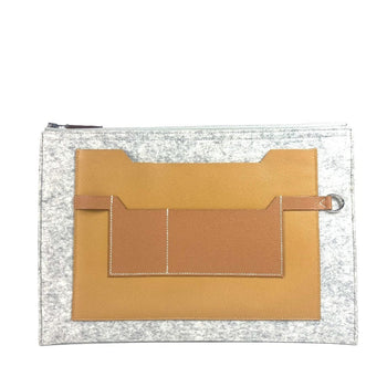 Hermes Toudou 37 Pouch/Clutch Bag In Felt And Leather