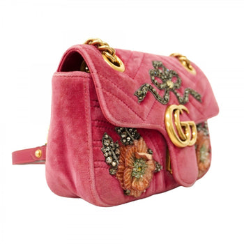 Gucci Gg Marmont Shoulder Bag 446744 Velvet Pink