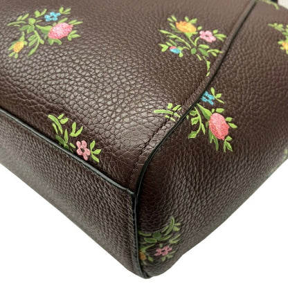 Coach Bag 22829 Flower Satchel Brown Leather Handbag Tote Shoulder