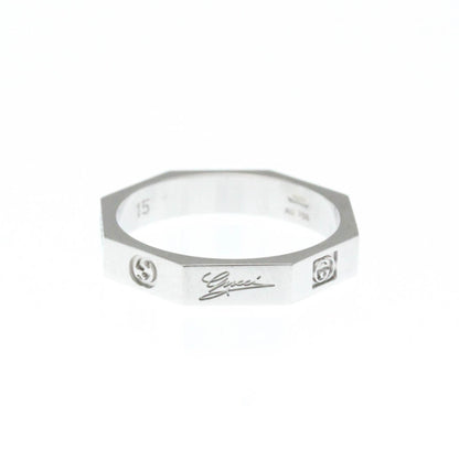 Gucci Octagonal Ring White Gold (18K) Fashion No Stone Band Ring Silver
