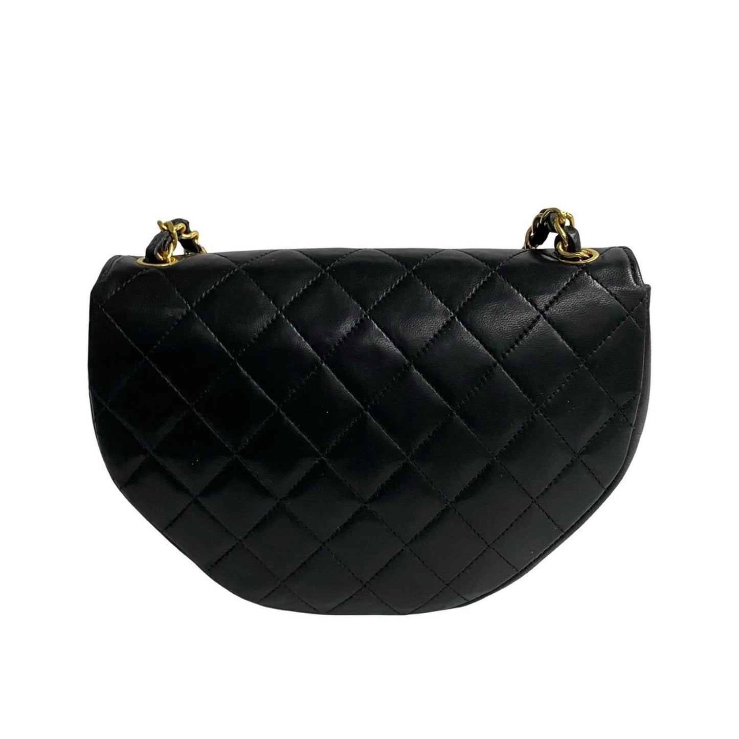 Chanel Matelasse Coco Mark Lambskin Chain Shoulder Bag Pochette Black 21404