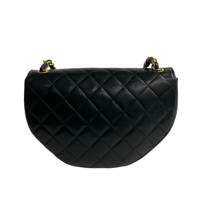 Chanel Matelasse Coco Mark Lambskin Chain Shoulder Bag Pochette Black 21404