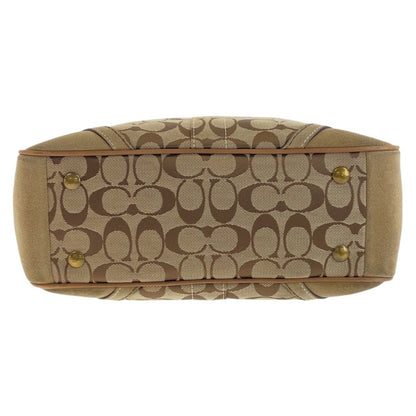 Coach Signature Beige Gold Hardware Canvas Tote Bag Shoulder