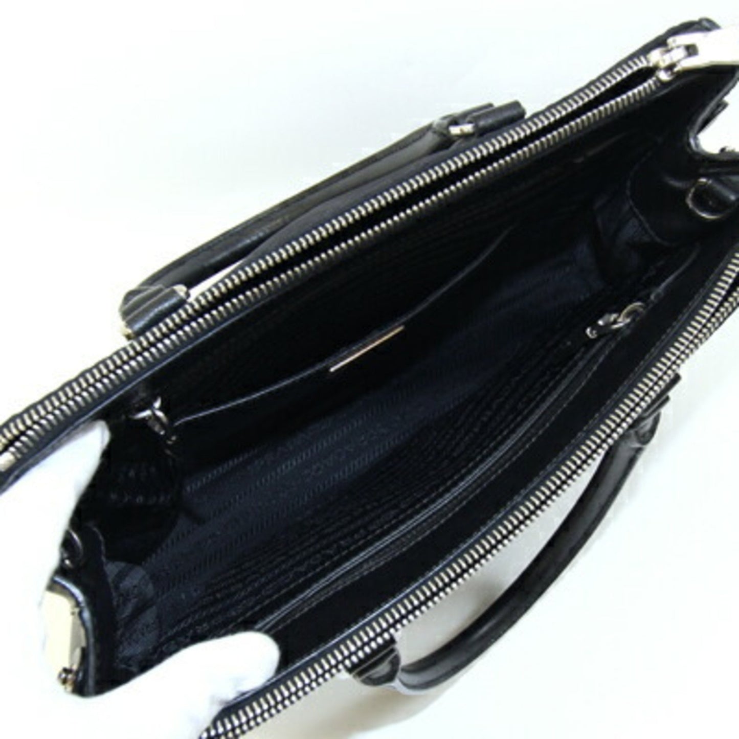 Prada Handbag B1801K Black Nylon Leather Stitching