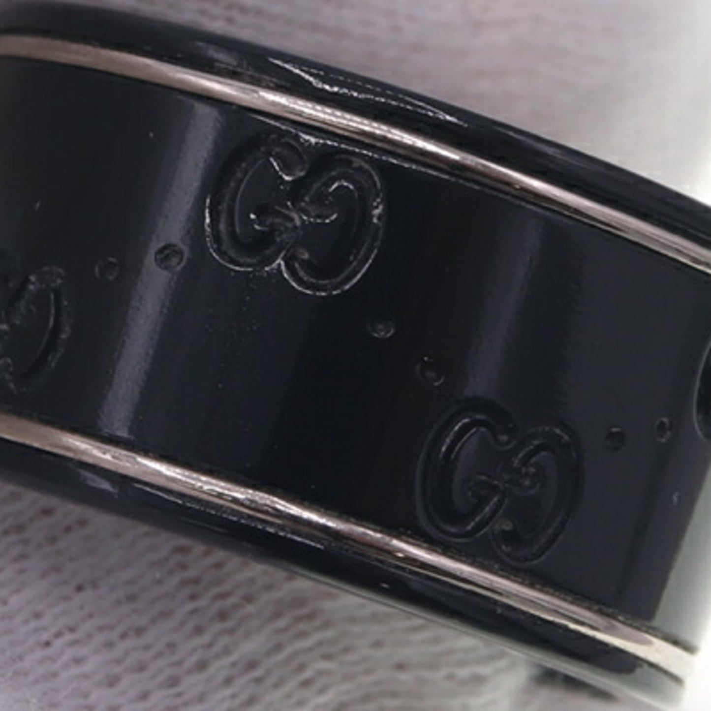 Gucci Ring Icon 225976 Black Silver Au750 Synthetic Corundum Size 19/Us9 Gg